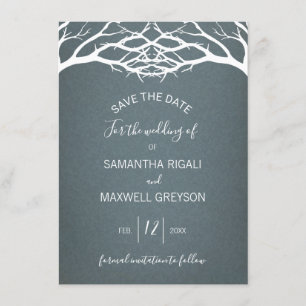 Rustikale Winter Birch Tree Save the Date Karte