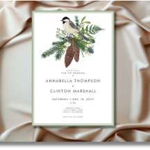 Rustikale Winter Bird & Pine Frame Wedding