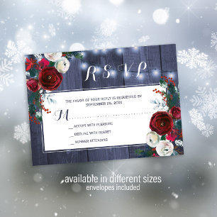 Rustikale Winter-Blumen-Hochzeit elegante rote Mar Mitteilungskarte