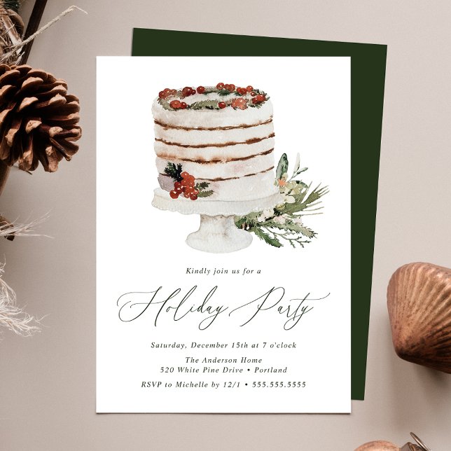 Rustikale Winter Cake Holiday Party Einladung (Von Creator hochgeladen)