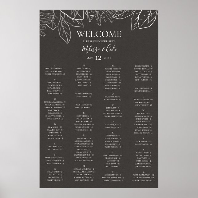 Rustikale Winter Charcoole Alphabetisierungskarte Poster (Vorne)