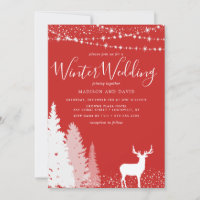 Rustikale Winter Deer Woodland Red Wedding