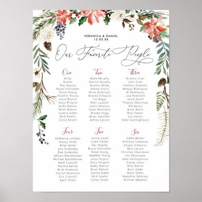 Rustikale Winter floral | Hochzeitstisch Poster (Vorne)
