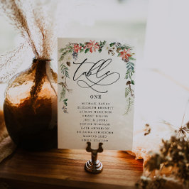 Rustikale Winter floral | Hochzeitstisch Tischnummer