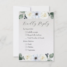 Rustikale Winter floral RSVP Karte