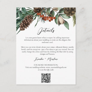 Rustikale Winter Greenerity Wedding Details QR Web Begleitkarte
