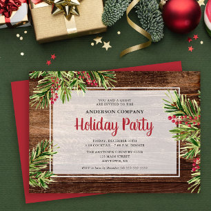 Rustikale Winter Greenery Business Holiday Party Einladung
