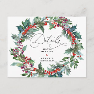 Rustikale Winter-Hochzeitgäste Details Begleitkarte