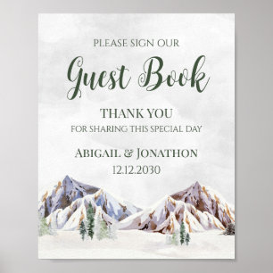 Rustikale Winter-Hochzeits-Gästebuch-Tafel für die Poster