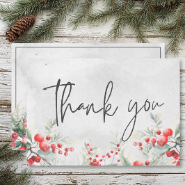 Rustikale Winter Holly & Pine Wedding Dankeskarte
