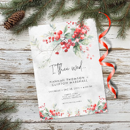 Rustikale Winter Holly & Pine Wedding Two Side Einladung