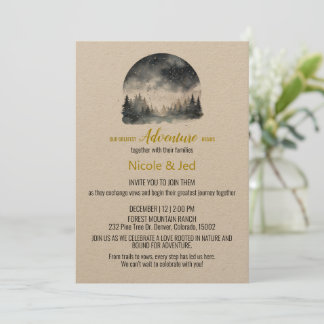 Rustikale Winter Kraft Pine Trees Outdoor Wedding Einladung