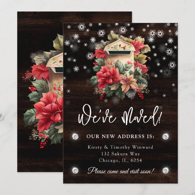 Rustikale Winter Mailbox Wir haben neue Zuhause ve Ankündigung (Vorne/Hinten)