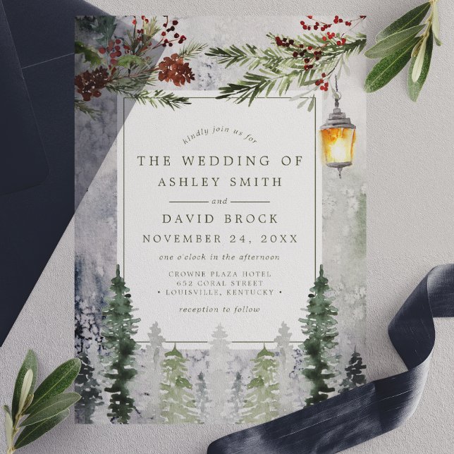 Rustikale Winter Pine Trees Botanische Laternenhoc (Von Creator hochgeladen)