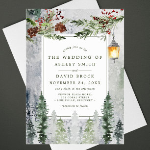 Rustikale Winter Pine Trees Botanische Laternenhoc Acryleinladungen