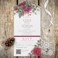 Rustikale Winter-Rotwein-Rosen QR-Code