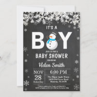 Rustikale Winter Snowman Boy Baby Dusche Einladung