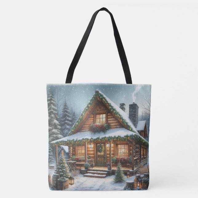 Rustikale Winter-/Weihnachtsschneekabine (Vorderseite)