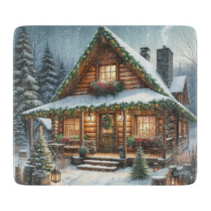 Rustikale Winter-/Weihnachtsschneekabine Schneidebrett