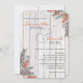 Rustikale Winter-Whitewusch-Hochzeit Einladung