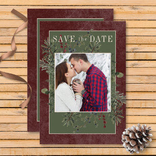 Rustikale Winterbeeren & Burgunderrot Save The Date