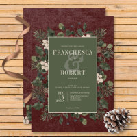 Rustikale Winterbeeren und Kiefer Burgunder Hochze