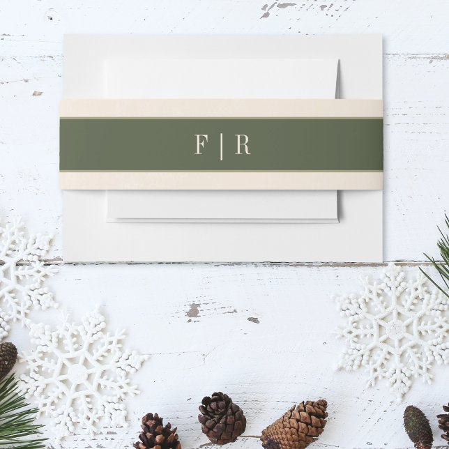 Rustikale Winterbrände und Pinienbrasse Einladungsbanderole (Rustic Winter Berries & Pine Cream Wedding Invitation Belly Band)