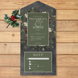 Rustikale Winterfrüchte & Pine Black 2 Dinner All In One Einladung