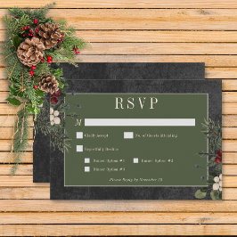 Rustikale Winterfrüchte & Pine Black Dinner RSVP Karte