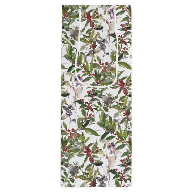 Rustikale Winterfrüchte Weihnachtswein Geschenktüte Für Weinflaschen (Vorderseite)