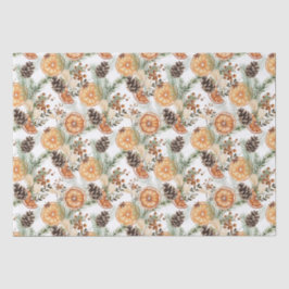 Rustikale Wintergrün Zitrusfrüchte botanische Weih Seidenpapier