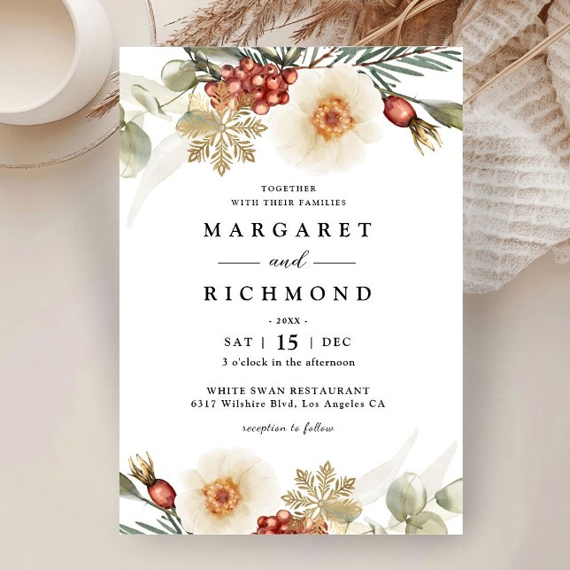 Rustikale Winterhochzeit in Rot und Weiß Einladung (Von Creator hochgeladen)