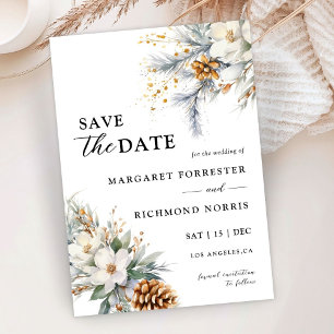 Rustikale Winterhochzeit Save the Date Einladung