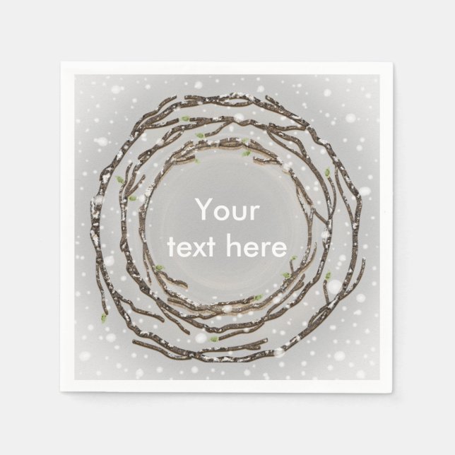 Rustikale Winterhochzeiten und Landschnee Serviette (Vorderseite)