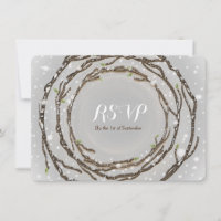 Rustikale Winterhochzeitzweige RSVP-Karte