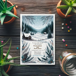 Rustikale Winterhütte Einladung Hochzeit