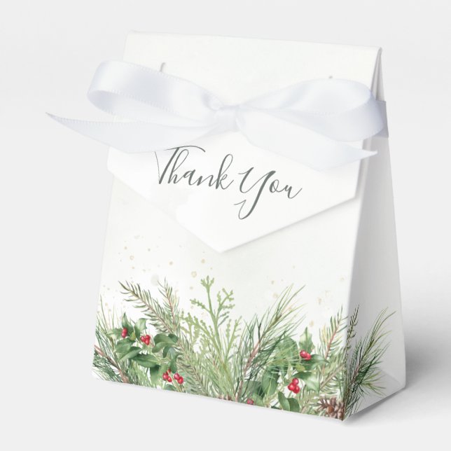 Rustikale Winterlandschaft Berries Pine Cone Weddi Geschenkschachtel (Vorderseite)