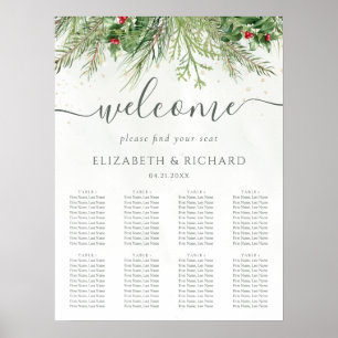 Rustikale Winterlandschaft Berries Pine Cone Weddi Poster