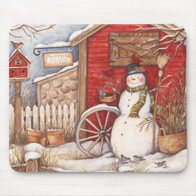 Rustikale Winterlandschaft Mousepad (Vorne)
