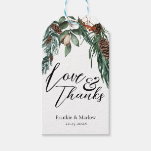 Rustikale Winterlandschaft Pine Cone Berries Blume Geschenkanhänger