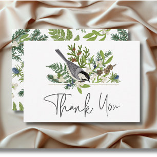 Rustikale Winterlandschaft & Pinienhochzeit Dankeskarte