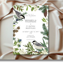 Rustikale Winterlandschaft & Pinienhochzeit Einladung