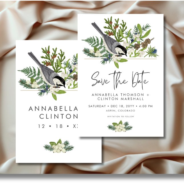 Rustikale Winterlandschaft & Pinienhochzeit Save The Date (Rustic Winter Nature & Pine Wedding Save The Date)
