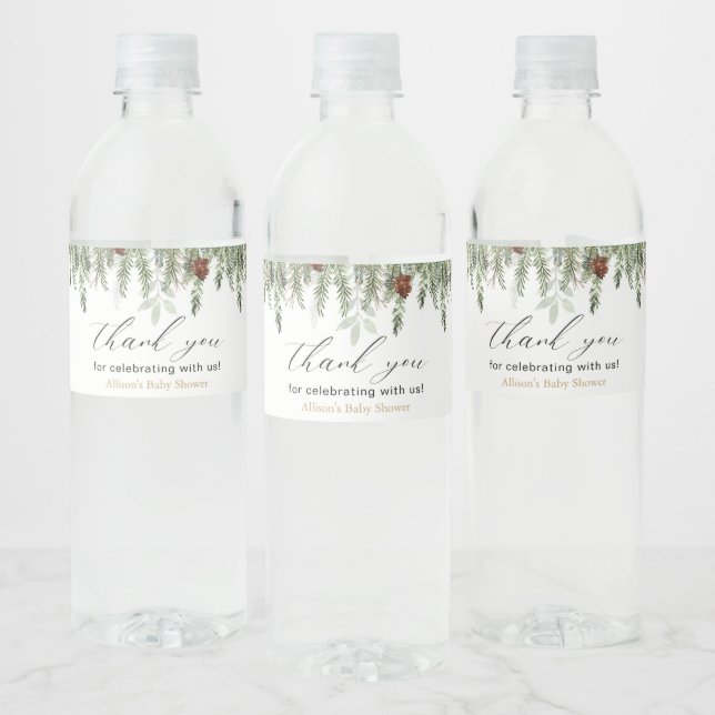 Rustikale Winterpine-Akkorde Wasserflasche Wasserflaschenetikett (Flaschen)