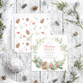 Rustikale Winterpine Berry Wreath Urlaubsparty Einladung