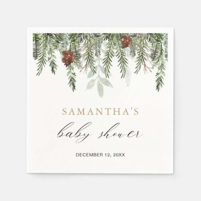 Rustikale Winterpinienhaine Serviette (Vorderseite)