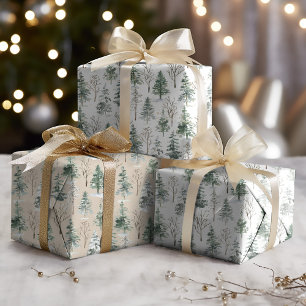 Rustikale Winterpinienwälder Weihnachten Geschenkpapier Set
