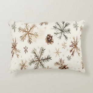 Rustikale Winterschneeflocken und Pinecone Dekokissen