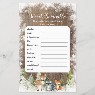 Rustikale Wintertiere Woodland Baby Word Scramble