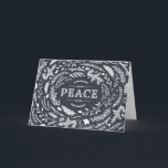 Rustikale Winterurlaubsgrußkarte Feiertagskarte<br><div class="desc">Die niedliche, moderne Urlaubskarte verfügt über eine skurrile rustikale Grenze oder Zweige und Blätter, die das Wort "Friede" auf einem Imitat-Chalkboard-Hintergrund umgeben. Klicken Sie auf Anpassen, um Ihren eigenen Text und Ihre eigenen Fotos in der Karte hinzuzufügen, oder verließ Sie leer, um eine handgeschriebene Nachricht für Familie und Freunde hinzuzufügen....</div>